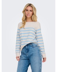hellblauer horizontal gestreifter Pullover von Only