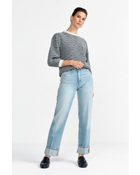 hellblauer horizontal gestreifter Pullover von RICHROYAL