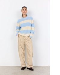 hellblauer horizontal gestreifter Pullover von Soyaconcept