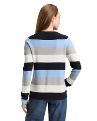 hellblauer horizontal gestreifter Pullover von Tom Tailor