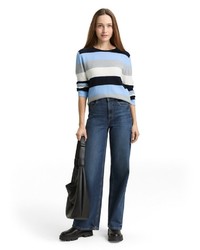hellblauer horizontal gestreifter Pullover von Tom Tailor