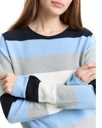 hellblauer horizontal gestreifter Pullover von Tom Tailor
