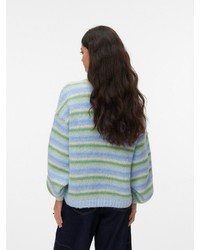 hellblauer horizontal gestreifter Pullover von Vero Moda