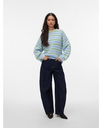 hellblauer horizontal gestreifter Pullover von Vero Moda
