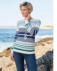 hellblauer horizontal gestreifter Pullover von Witt