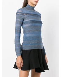 hellblauer horizontal gestreifter Rollkragenpullover von Ermanno Scervino