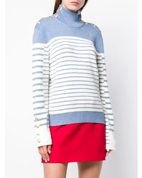 hellblauer horizontal gestreifter Rollkragenpullover von JW Anderson