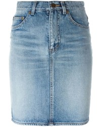 hellblauer Jeans Minirock von Saint Laurent