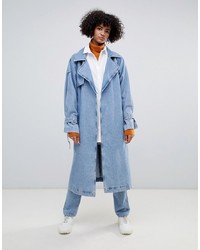 hellblauer Jeans Trenchcoat von Weekday