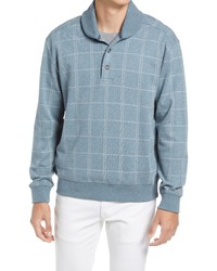 hellblauer Polo Pullover mit Karomuster