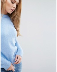 hellblauer Pullover aus Bouclé von Warehouse