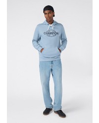 hellblauer Pullover mit einem Kapuze von Champion
