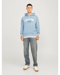hellblauer Pullover mit einem Kapuze von Jack & Jones