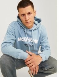 hellblauer Pullover mit einem Kapuze von Jack & Jones