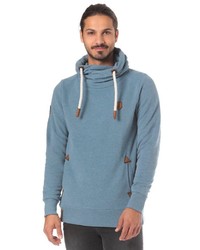 hellblauer Pullover mit einem Kapuze von Naketano