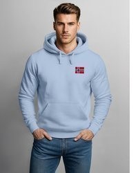 hellblauer Pullover mit einem Kapuze von Neverless