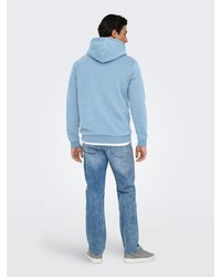 hellblauer Pullover mit einem Kapuze von ONLY & SONS