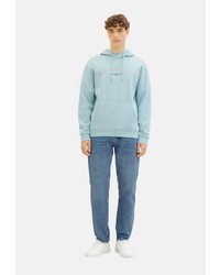 hellblauer Pullover mit einem Kapuze von Tom Tailor