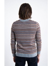 hellblauer Pullover mit einem Rundhalsausschnitt mit Norwegermuster von GARCIA