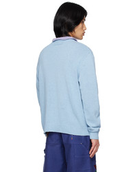 hellblauer Pullover mit einem Rundhalsausschnitt von Sky High Farm Workwear
