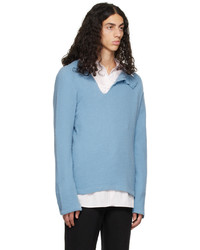 hellblauer Pullover mit einem Rundhalsausschnitt von Comme Des Garcons Homme Plus