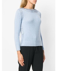 hellblauer Pullover mit einem Rundhalsausschnitt von Ermanno Scervino