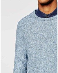 hellblauer Pullover mit einem Rundhalsausschnitt von Selected