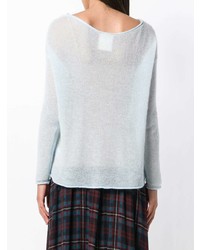 hellblauer Pullover mit einem Rundhalsausschnitt von Semicouture