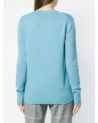 hellblauer Pullover mit einem Rundhalsausschnitt von Calvin Klein