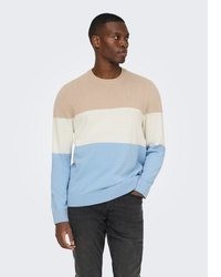 hellblauer Pullover mit einem Rundhalsausschnitt von ONLY & SONS