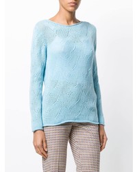 hellblauer Pullover mit einem Rundhalsausschnitt von Etro