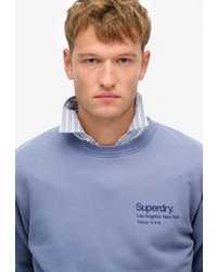 hellblauer Pullover mit einem Rundhalsausschnitt von Superdry