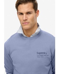 hellblauer Pullover mit einem Rundhalsausschnitt von Superdry