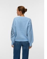 hellblauer Pullover mit einem Rundhalsausschnitt von Vero Moda