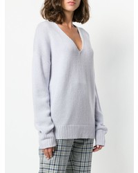 hellblauer Pullover mit einem V-Ausschnitt von Theory