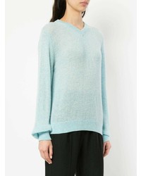 hellblauer Pullover mit einem V-Ausschnitt von Khaite