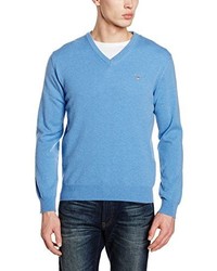 hellblauer Pullover mit einem V-Ausschnitt von Gant