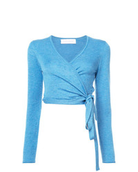 hellblauer Pullover mit einem V-Ausschnitt von Marina Moscone