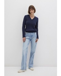 hellblauer Pullover mit einem V-Ausschnitt von Mavi