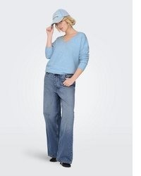 hellblauer Pullover mit einem V-Ausschnitt von Only