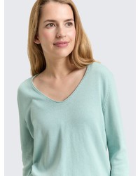 hellblauer Pullover mit einem V-Ausschnitt von Tom Tailor