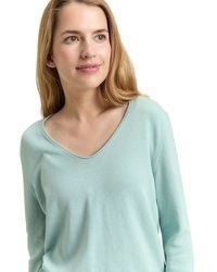 hellblauer Pullover mit einem V-Ausschnitt von Tom Tailor