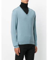 hellblauer Pullover mit einem V-Ausschnitt von Gucci