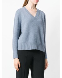 hellblauer Pullover mit einem V-Ausschnitt von Zanone