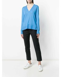 hellblauer Pullover mit einem V-Ausschnitt von Theory