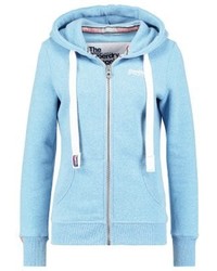hellblauer Pullover mit einer Kapuze von Superdry