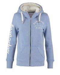 hellblauer Pullover mit einer Kapuze von Superdry
