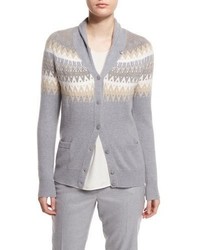 hellblauer Pullover mit Norwegermuster