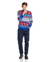 hellblauer Pullover mit Weihnachten Muster von British Christmas Jumpers