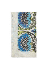 hellblauer Schal mit Blumenmuster von Loewe